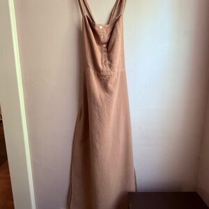 Stelen Beige Linen-Blend Midi Corset Back Dress (Size L)